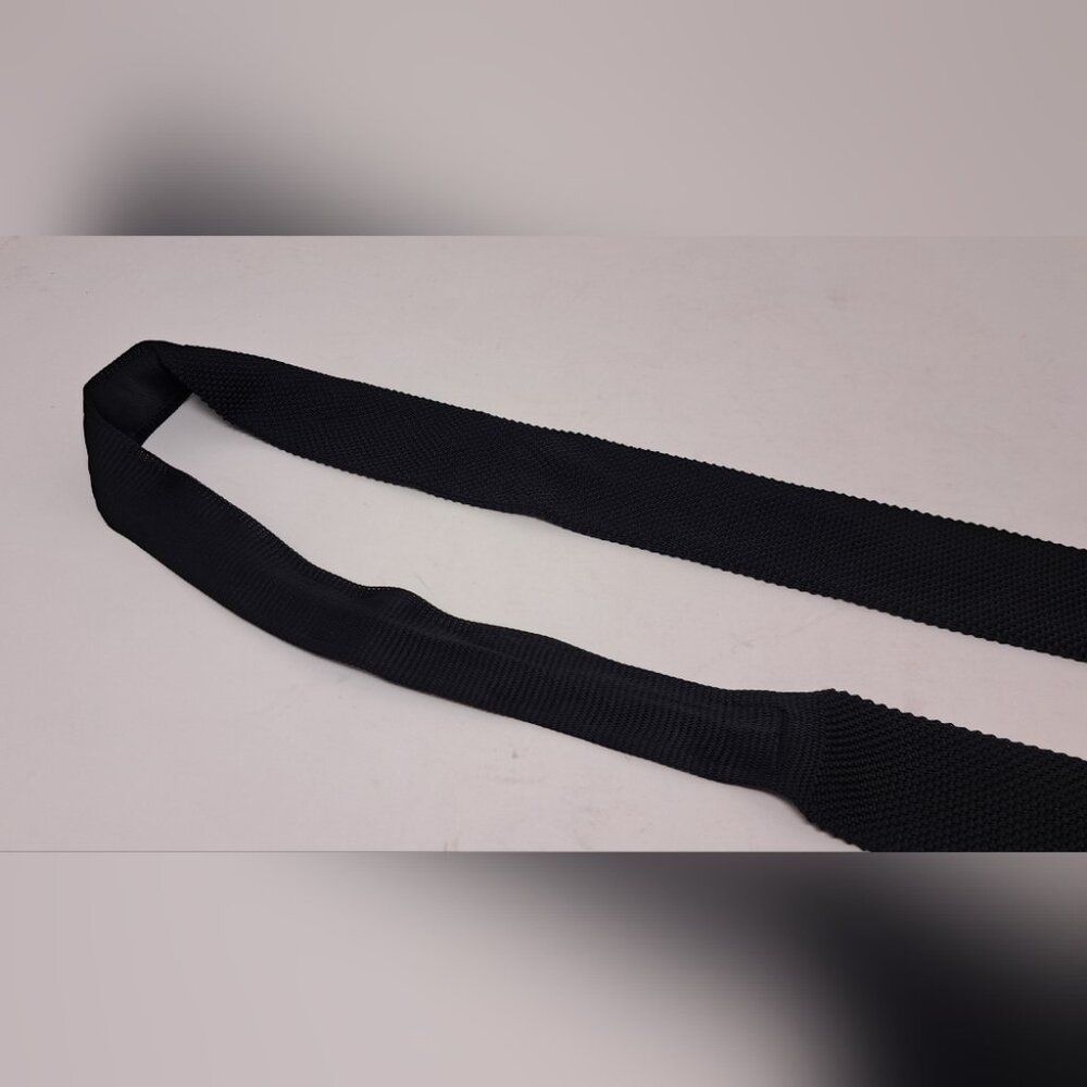 Burberry Men's 100% Silk Square Tie Slim Fit Black Made in Italy 52" Uniform - Picture 5 of 13